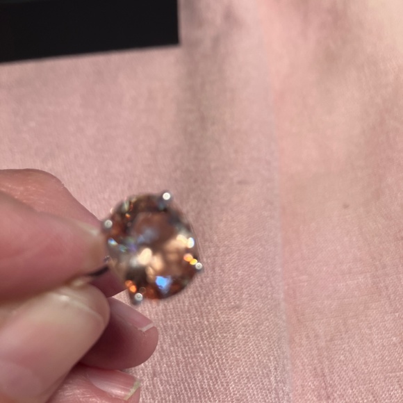 Lab Created Morganite Ring set in Sterling Silver - Picture 4 of 7